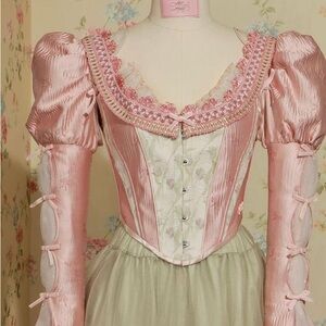Lacemade Venetian Princess Pink Corset with detachable sleeves